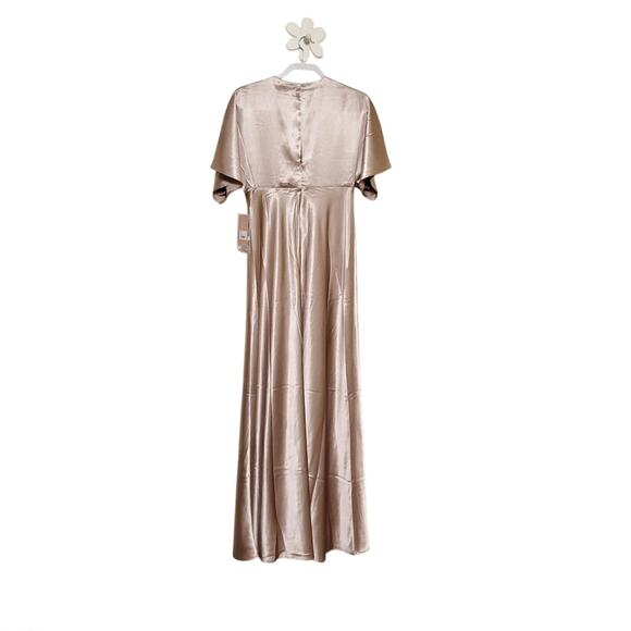 NWT BIRDY GREY Satin Champaign Bridesmaid Jesse Kimono Taupe Dress Formal Gown - Picture 12 of 13